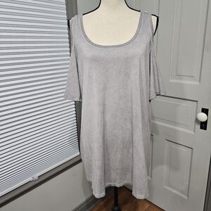 Torrid Super Soft Gray Cold Shoulder Tee